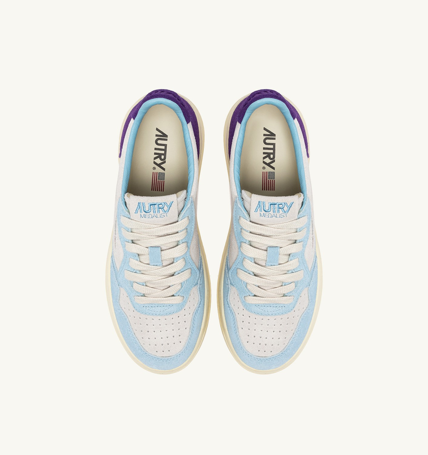 MEDALIST LOW TRICOLOR SNEAKERS IN PATRIDGE AND MAUVE SUEDE - 5