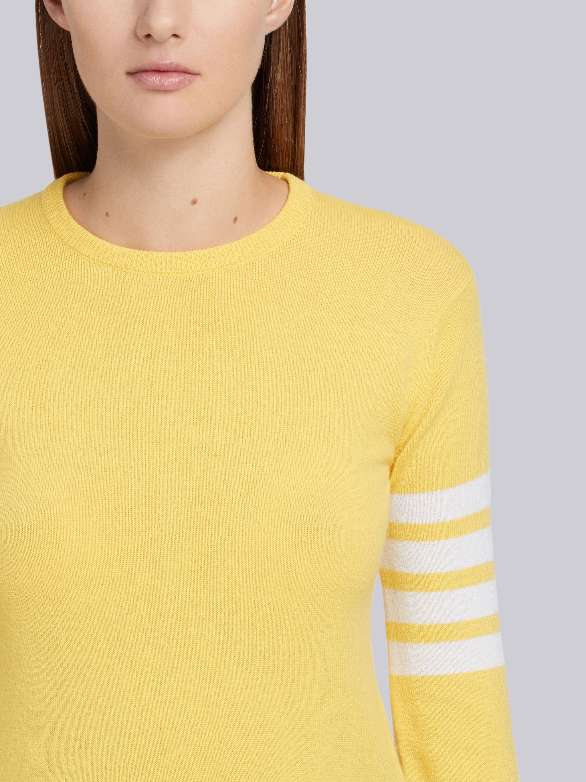 Classic Crewneck Pullover in Cashmere With 4-Bar Sleeve Stripe - 5