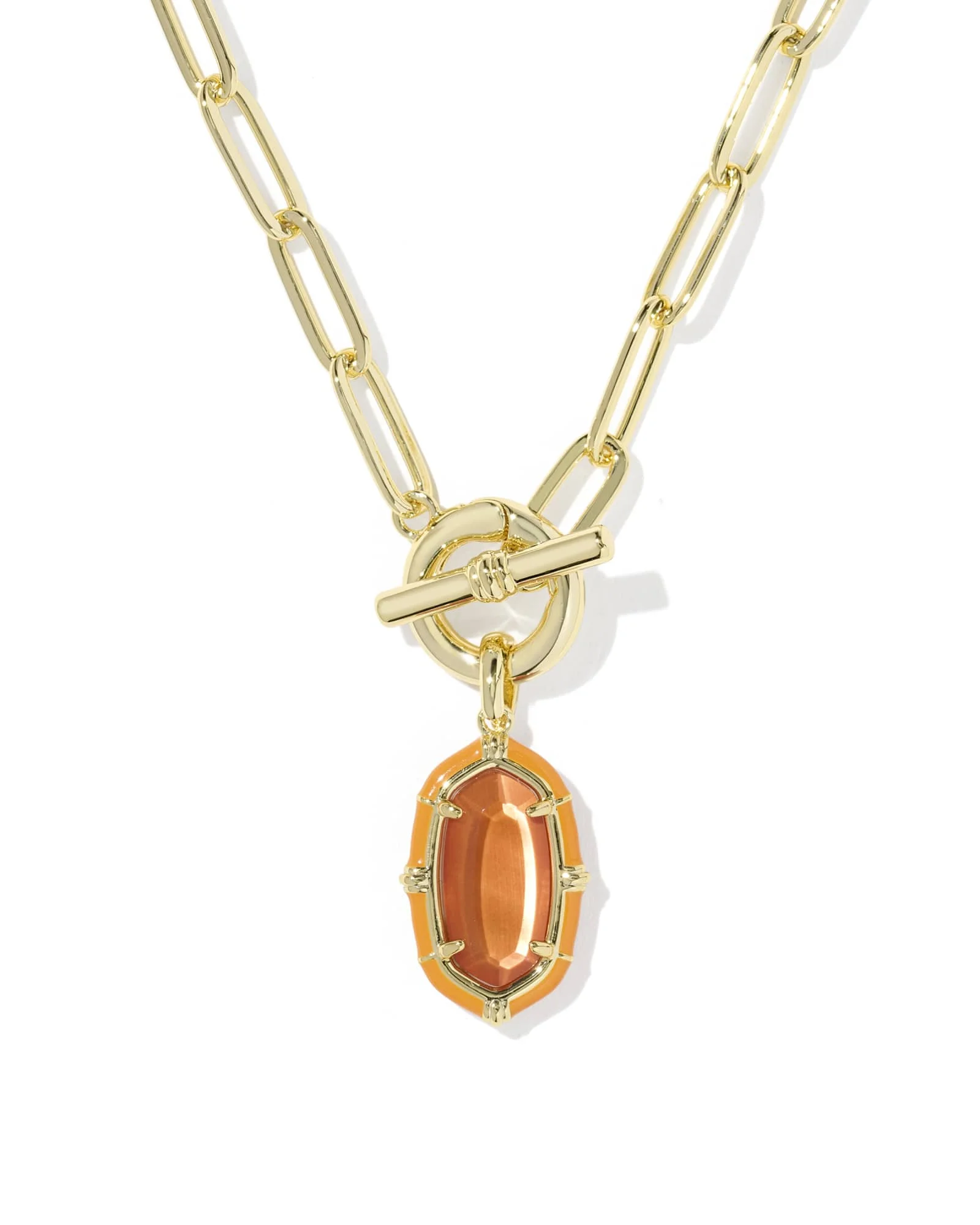 Elisa Gold Enamel Link and Chain Necklace - 1