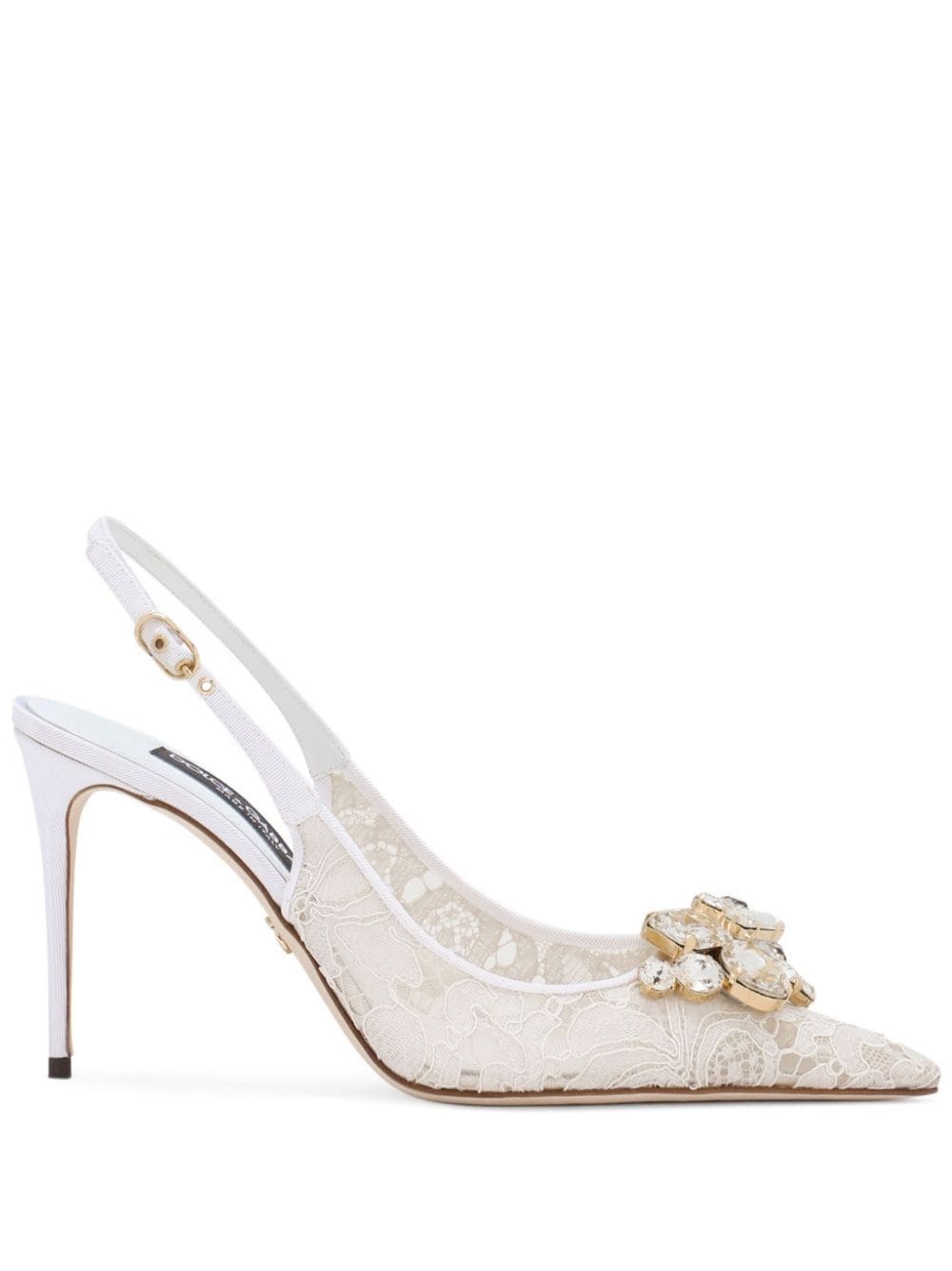 crystal lace slingback pumps - 1