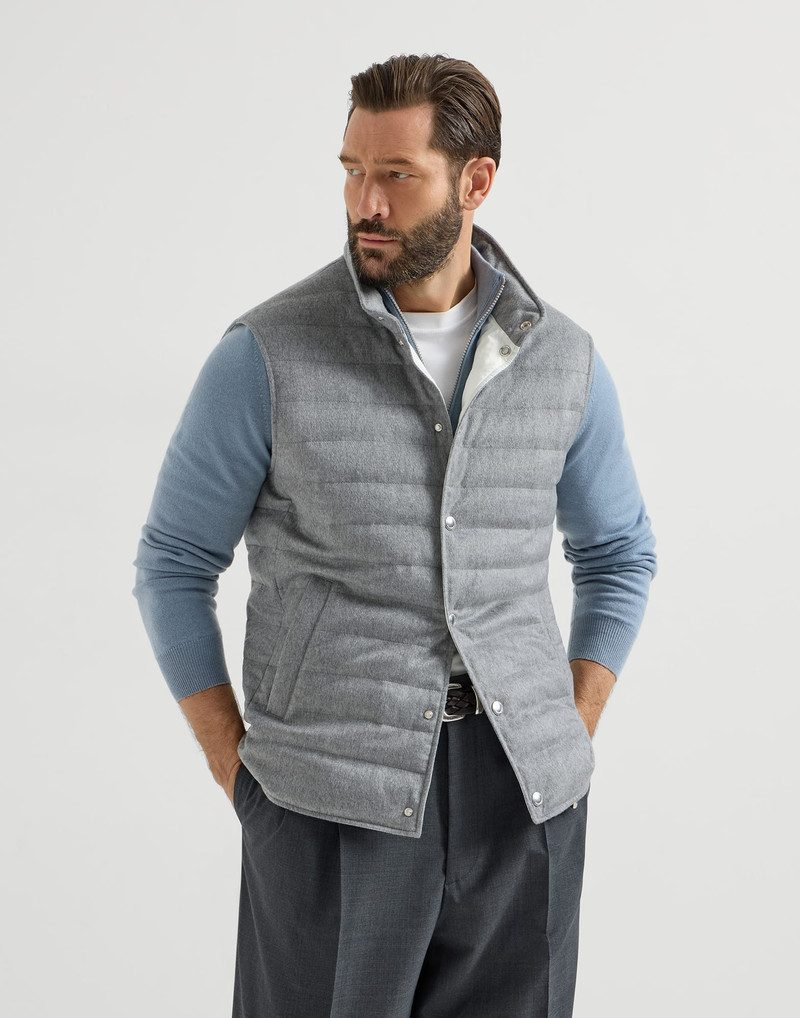 Lightweight cashmere flannel down vest 2