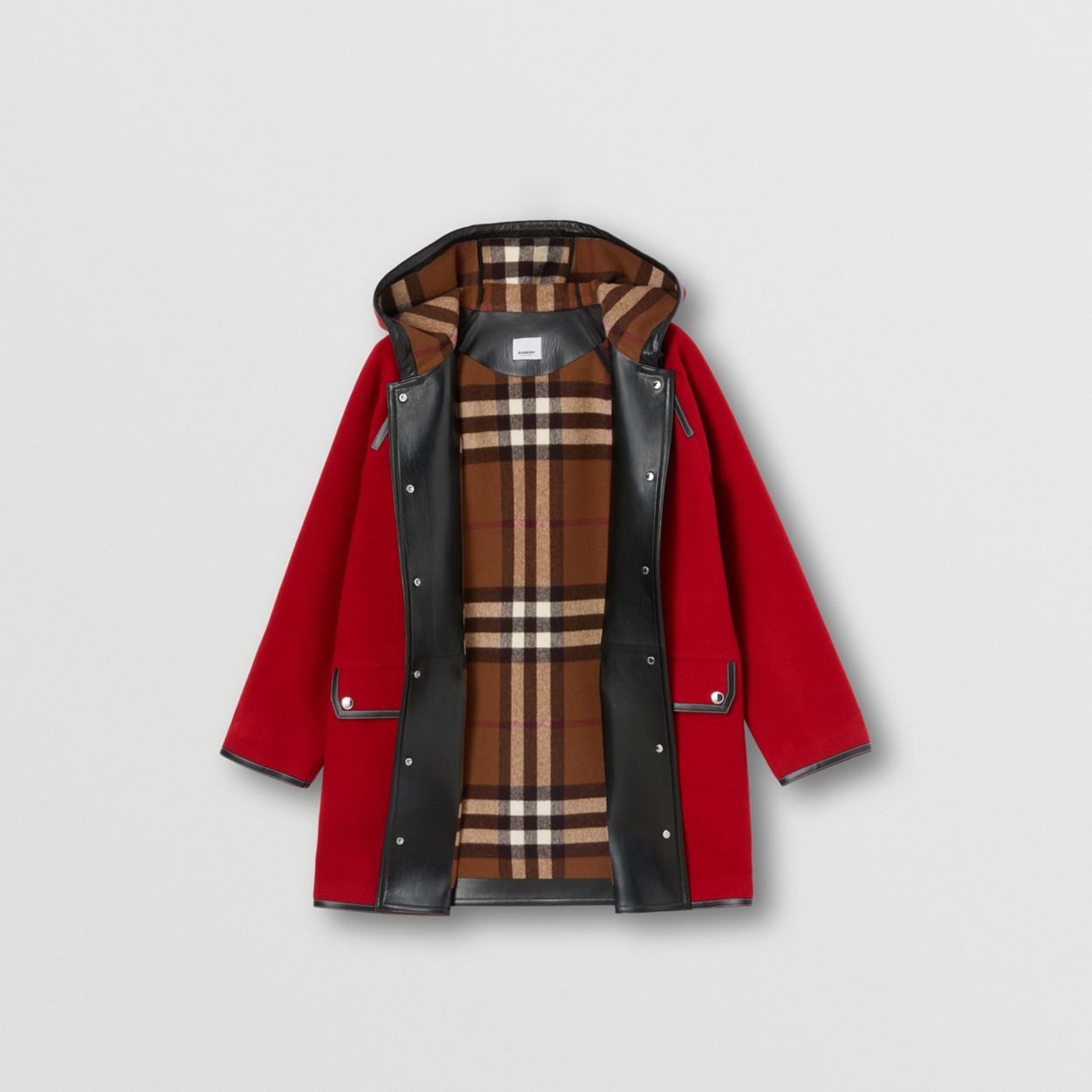 Leather Trim Wool Hooded Parka - 7