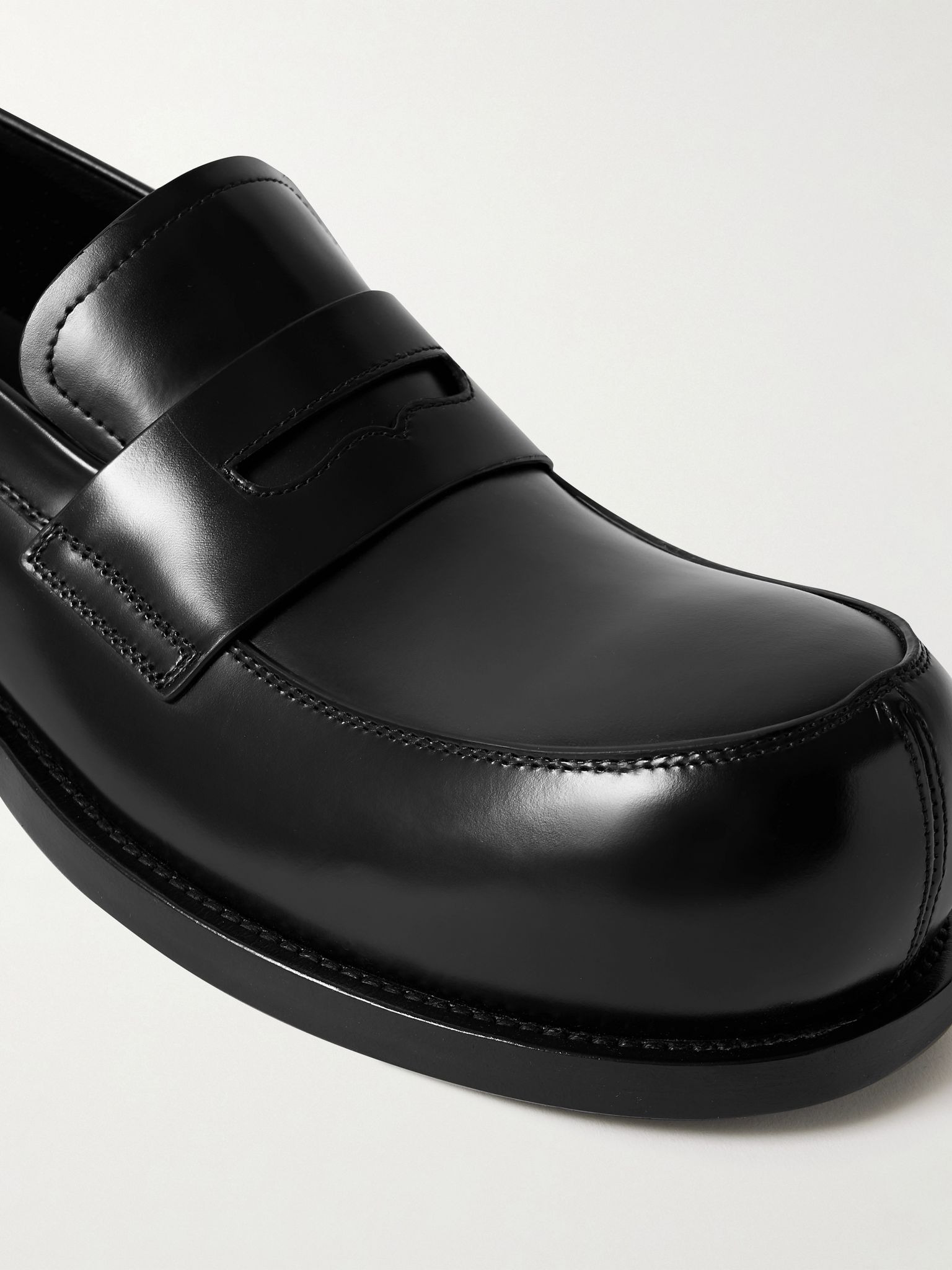 Glossed-Leather Penny Loafers Black - 5