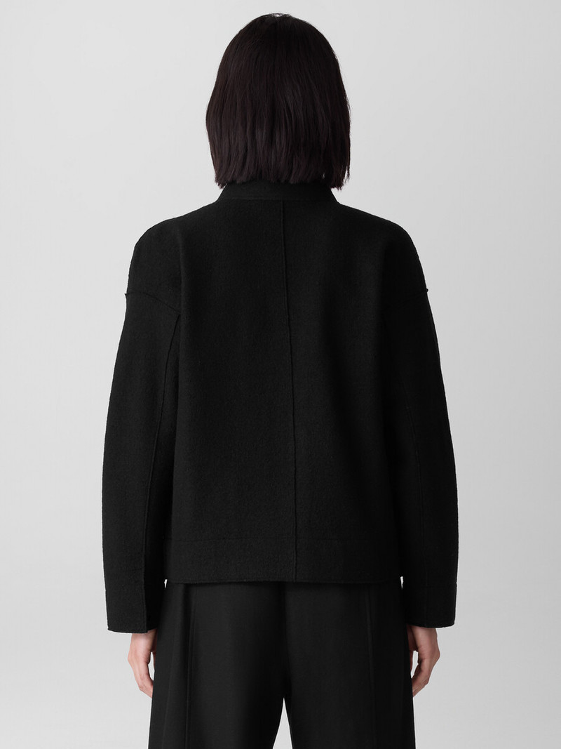 Lightweight Boiled Wool Stand Collar Jacket in Regenerative Wool 4