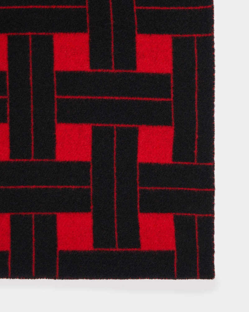 KENZO 'KENZO Weave' oversized embroidered reversible scarf in wool outlook