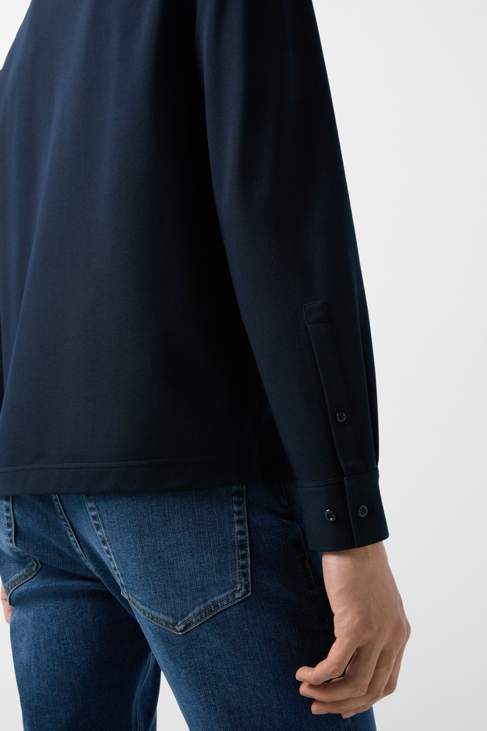 Piqué shirt Franz in Navy blue - 5