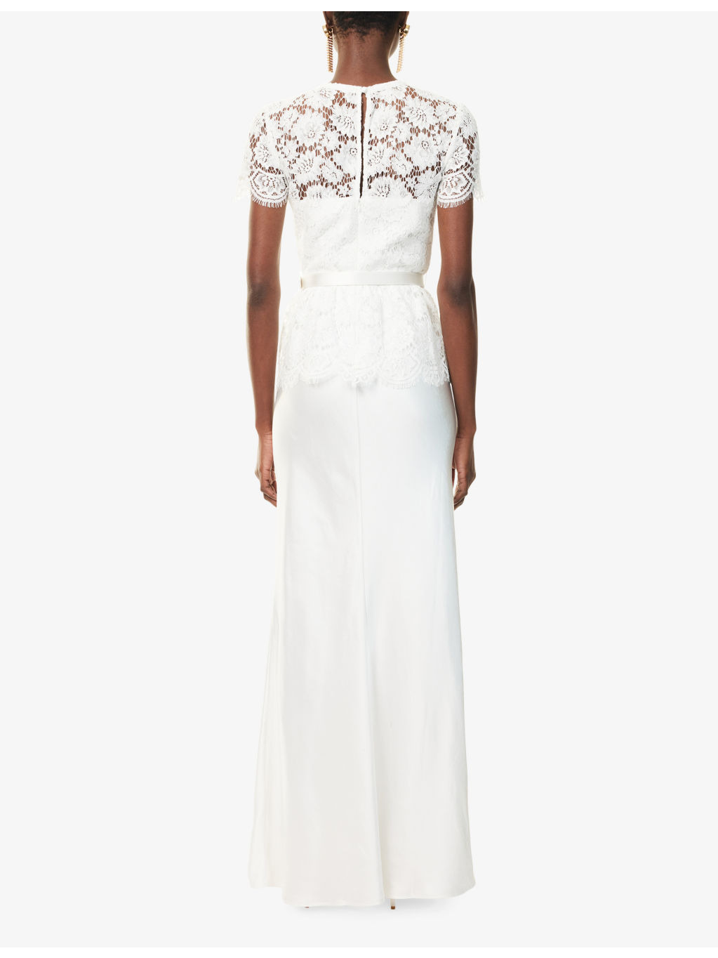 Contrast-Satin Lace Woven Maxi Dress - 4