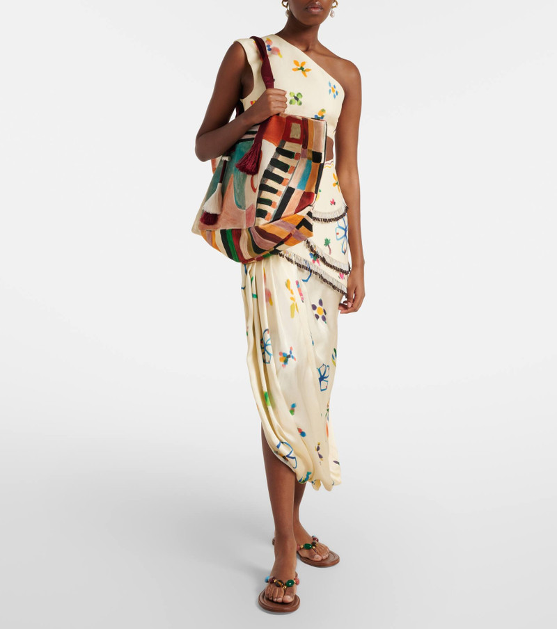 ALÉMAIS Sidi embellished linen-blend midi skirt outlook