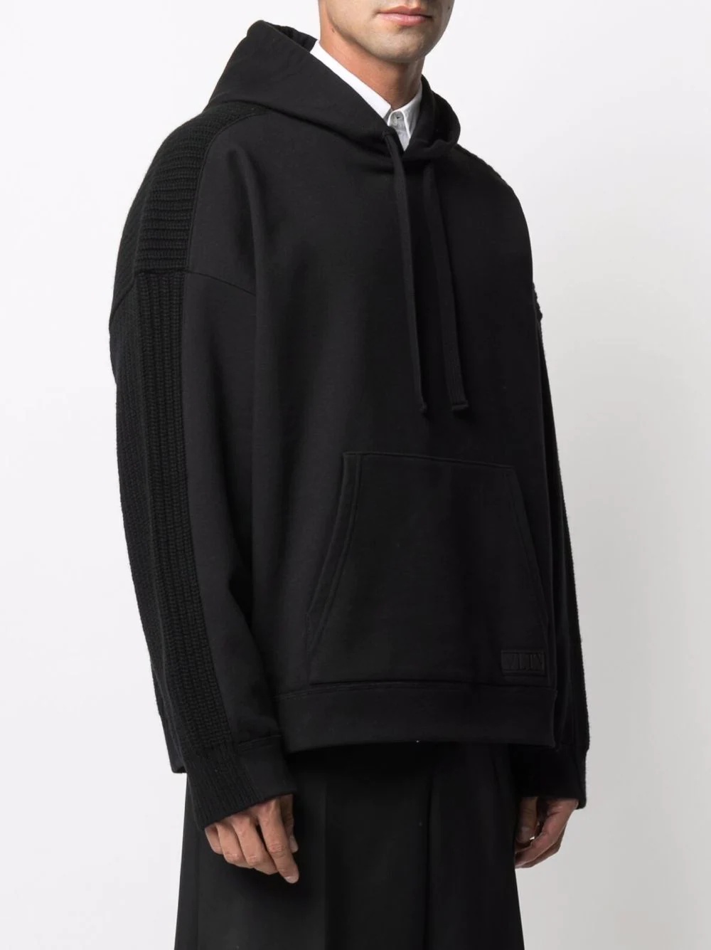 panelled knitted hoodie - 3