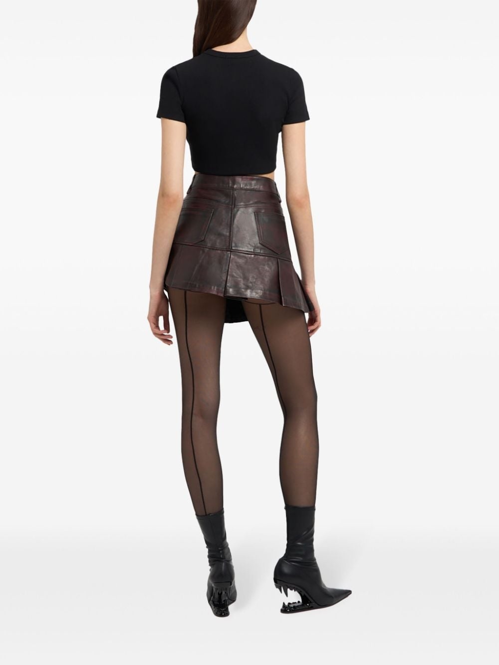 leather pleated mini skirt - 3