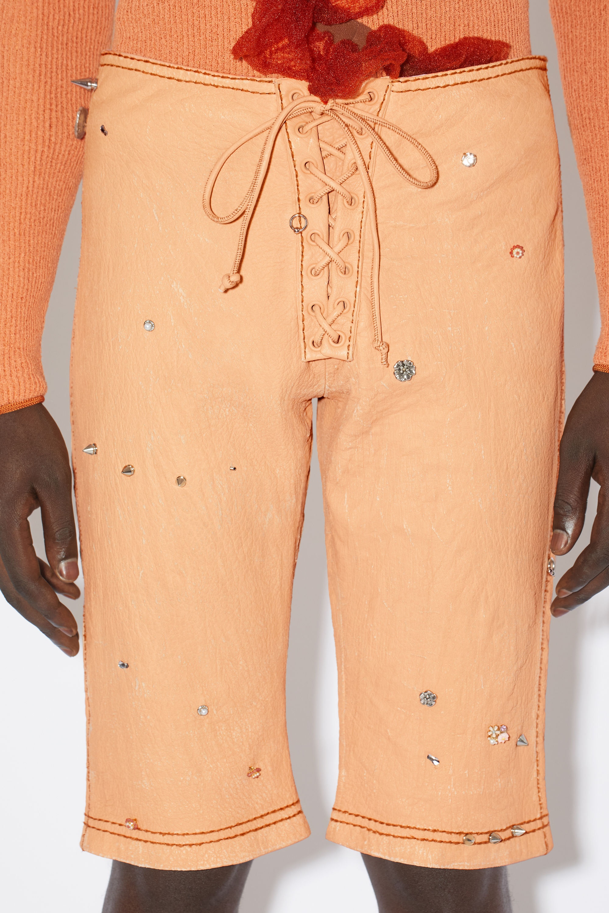 Leather shorts - Ecru beige - 5