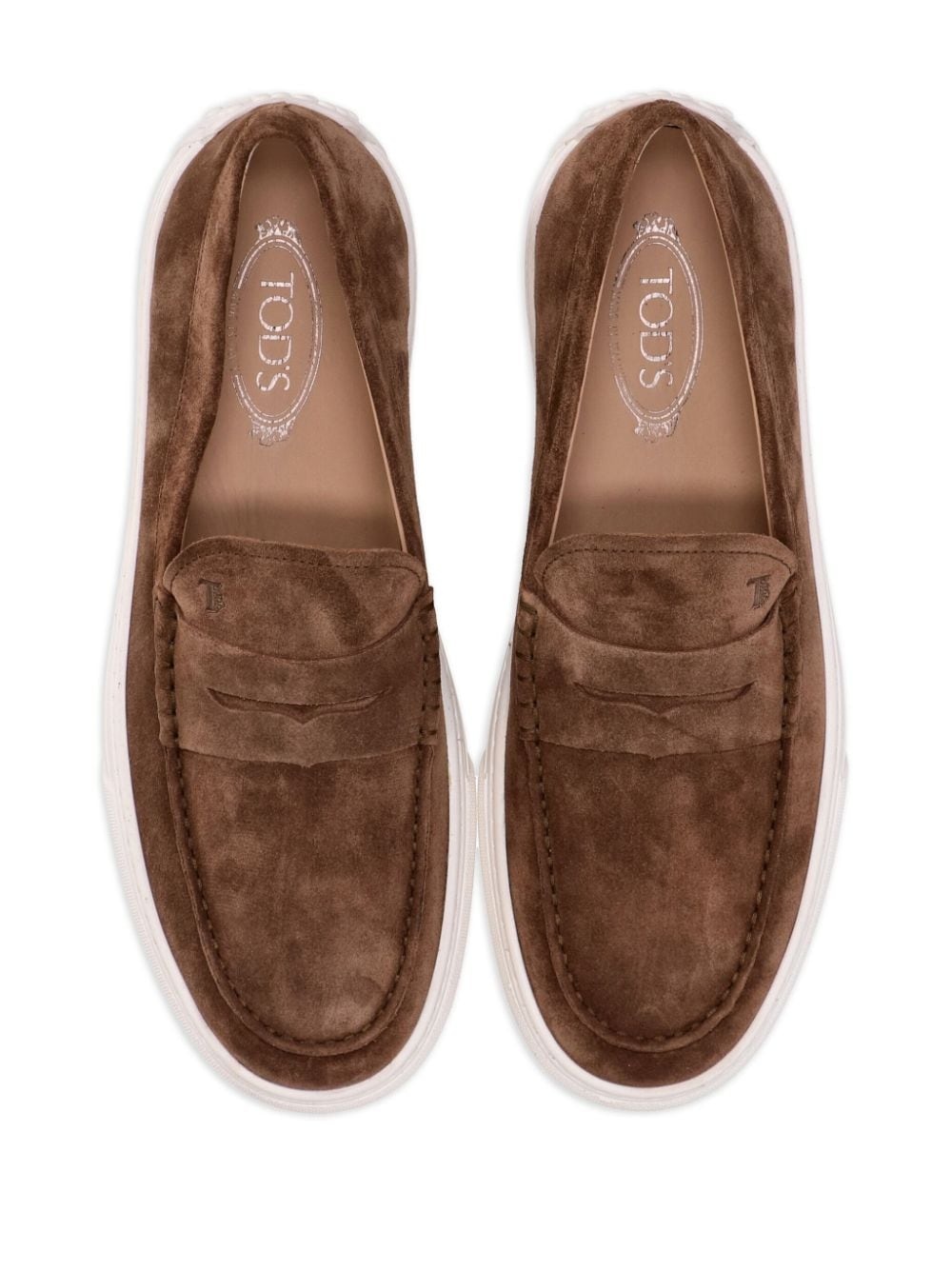 tonal-stitching leather loafers - 4