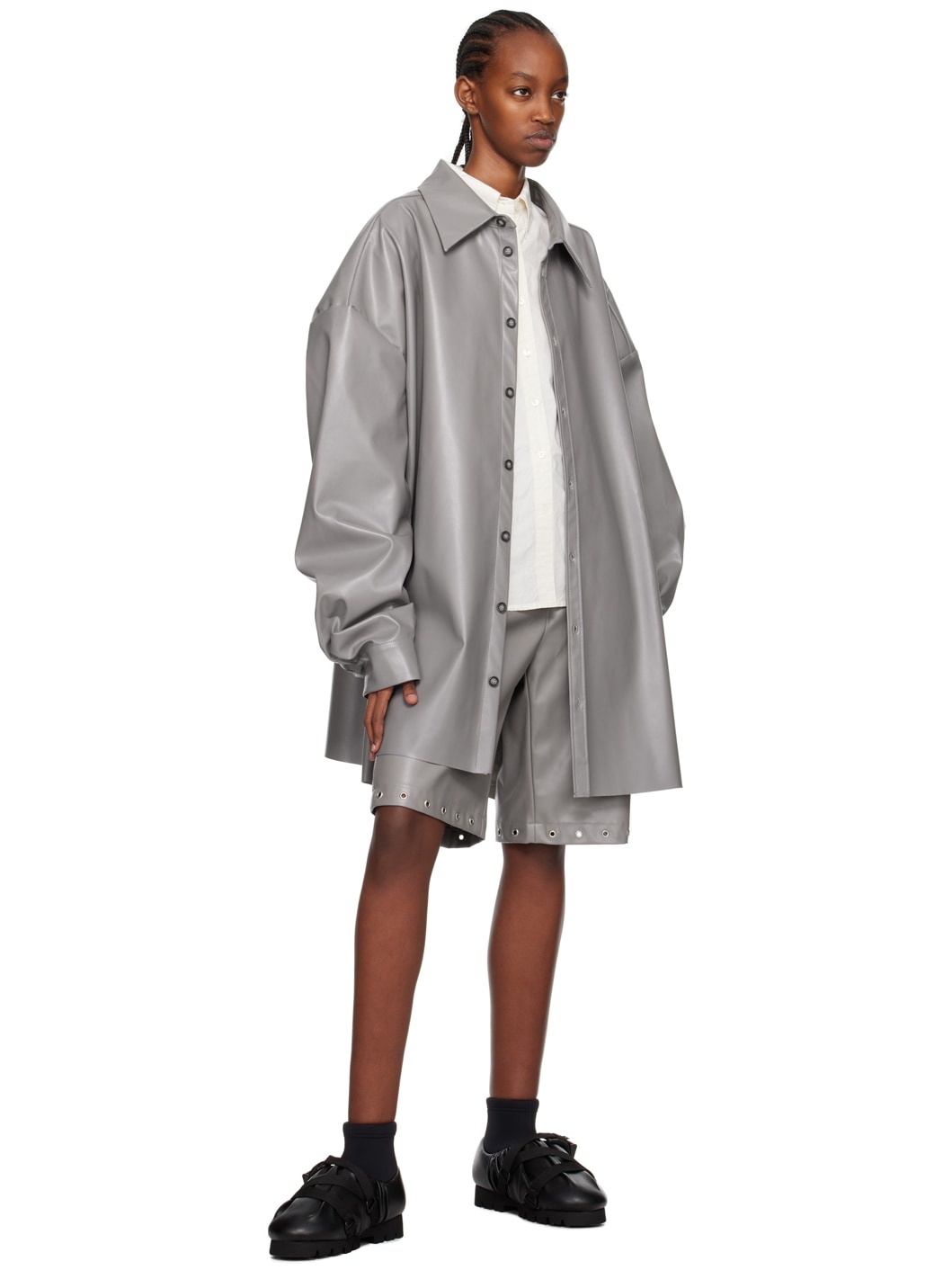 Gray Gardener Faux-Leather Shorts - 4