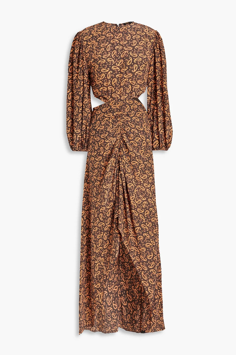 Cutout ruched paisley-print crepe maxi dress - 1
