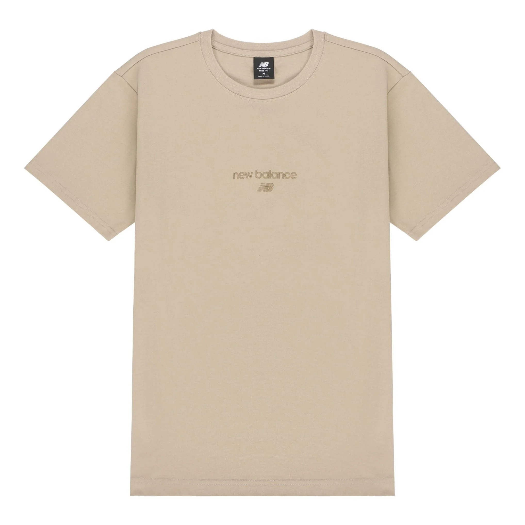 New Balance Logo Embroidered Knit Sports Round Neck Short Sleeve Light Grey T-Shirt AMT21548-PEB - 1