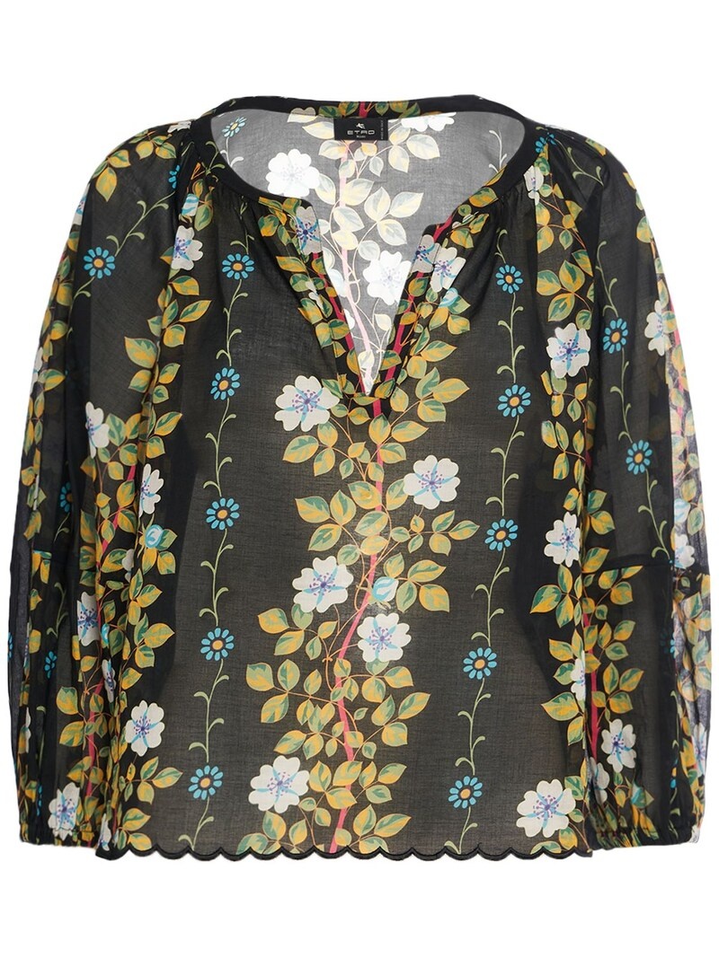 Printed cotton 3/4 sleeve shirt - 1