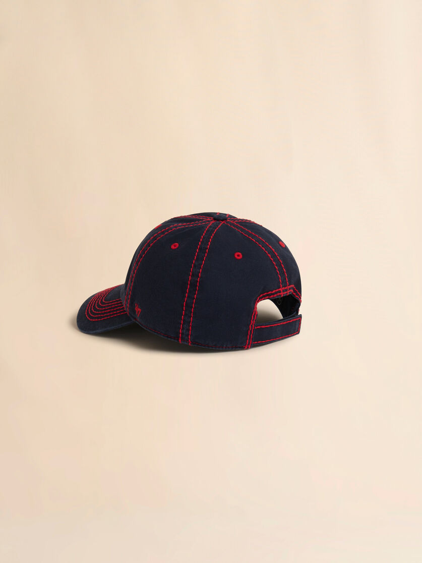 MARNI + MADHAPPY DEEP BLUE COTTON DAD HAT WITH ARCH LOGO PRINT - 2