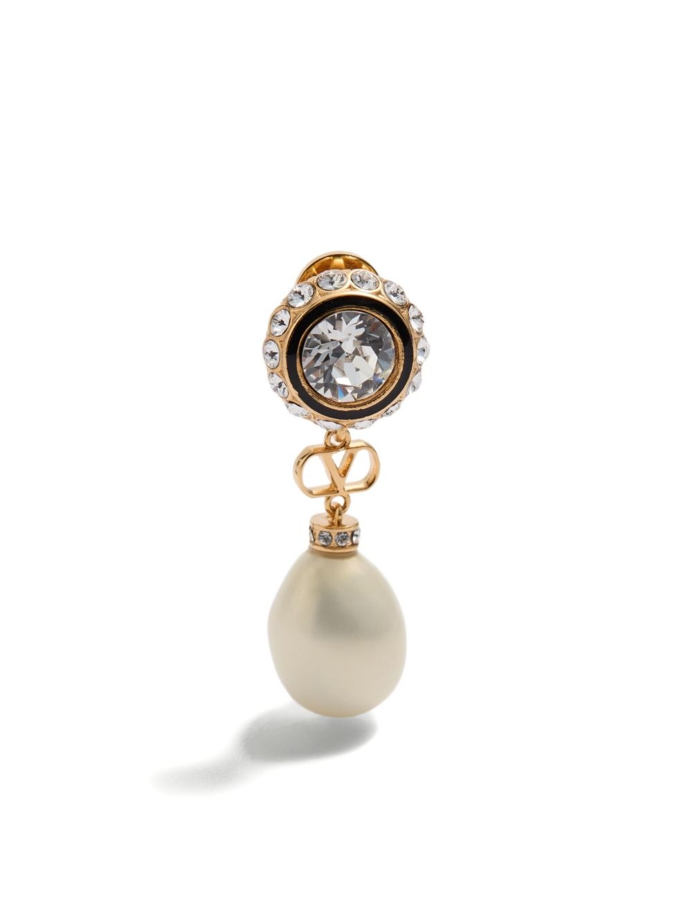 VLOGO SIGNATURE EARRINGS IN METAL, ENAMEL, PEARLS AND CRYSTALS - 4