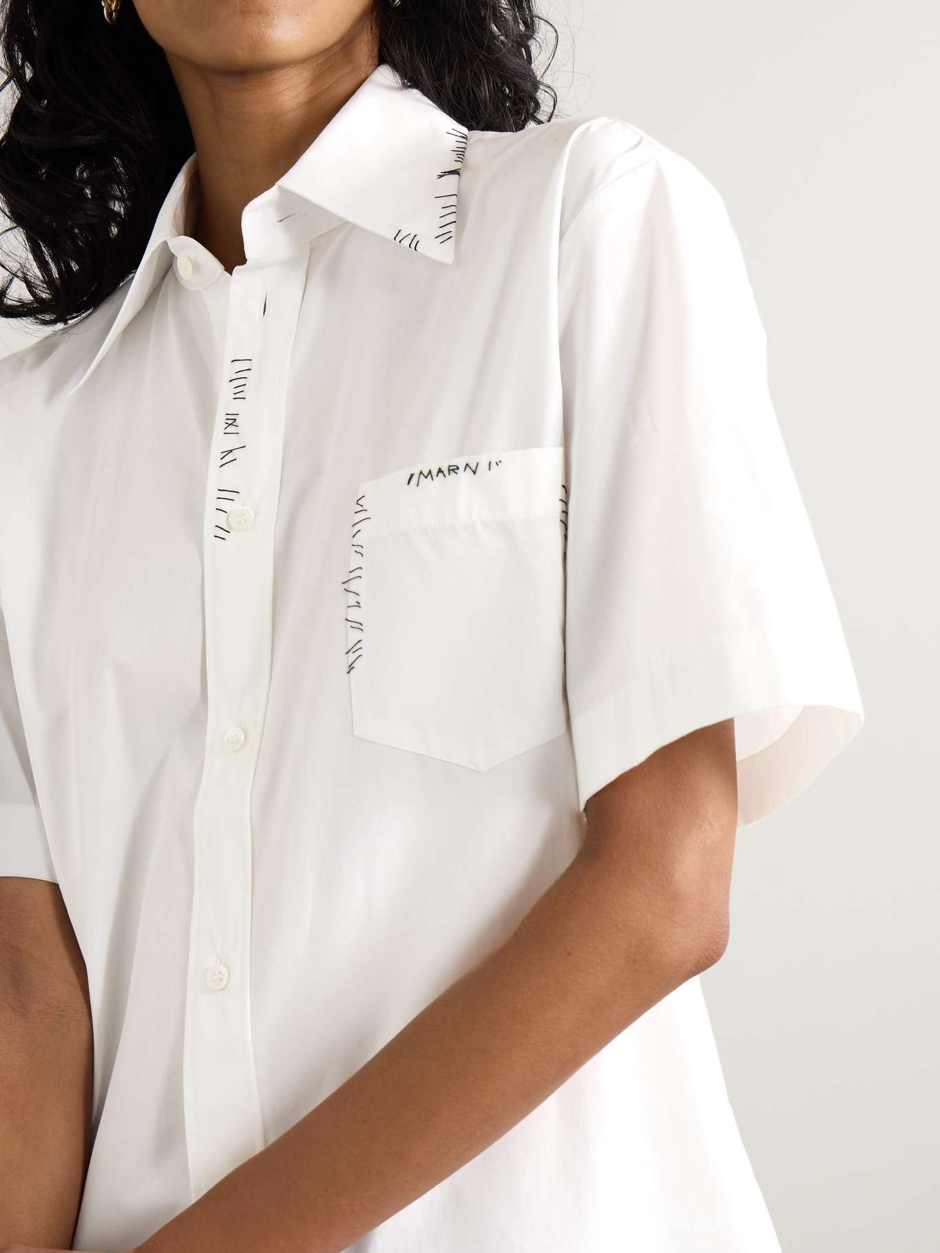 Embroidered cotton-poplin shirt - 6