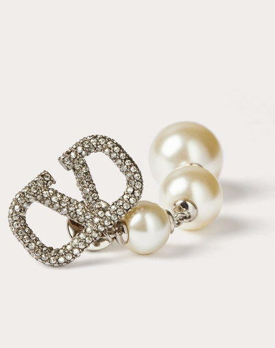 Valentino VLOGO SIGNATURE EARRINGS IN METAL, PEARL AND SWAROVSKI® CRYSTALS outlook