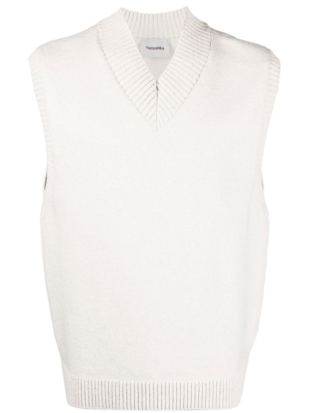 knitted V-neck vest - 1