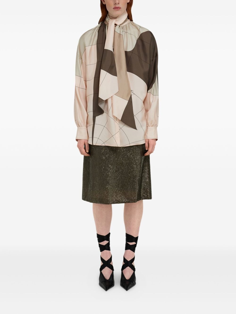 sash-detailed silk shirt - 2
