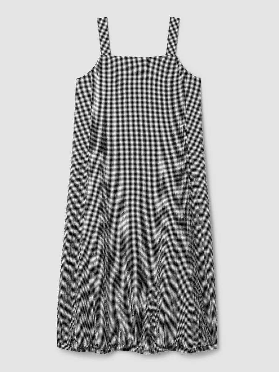 Organic Cotton Pucker Check Lantern Dress - 1