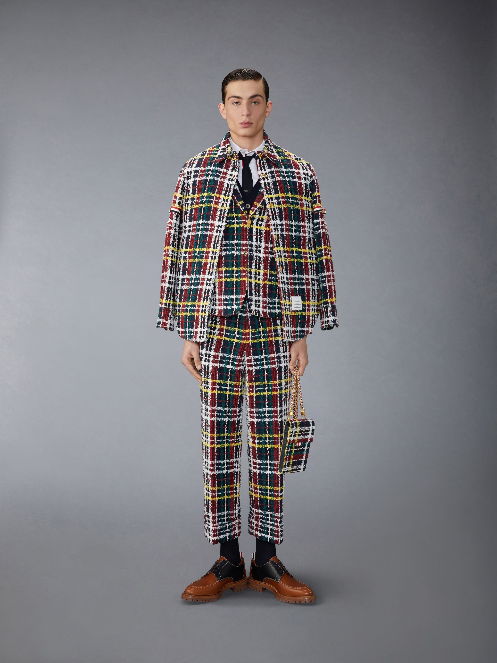 Hunting Tartan Eyelash Tweed Unconstructed Patch Pocket Sack Sport Coat - 3