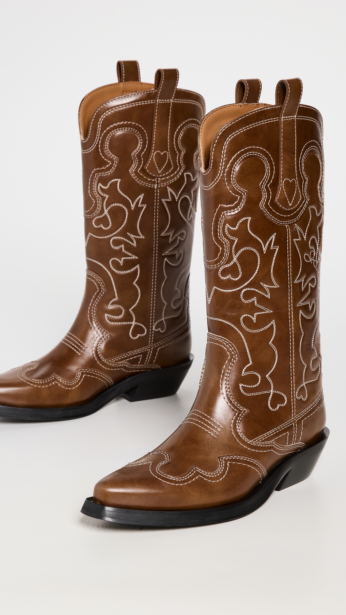 GANNI Mid Shaft Embroidered Western Boots | shopbop | REVERSIBLE