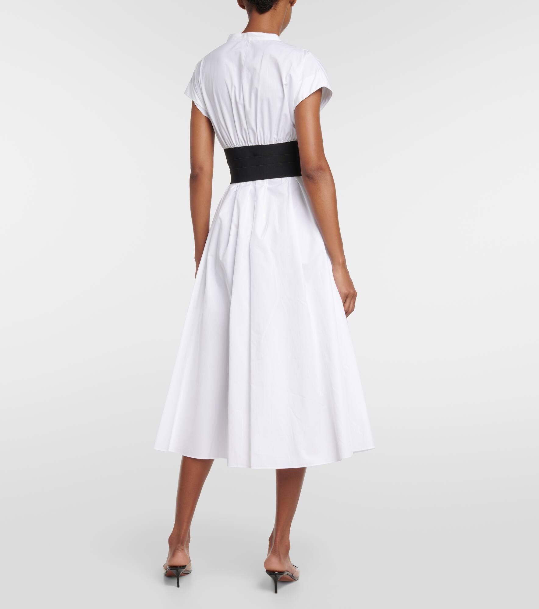 Belted cotton poplin midi dress - 3