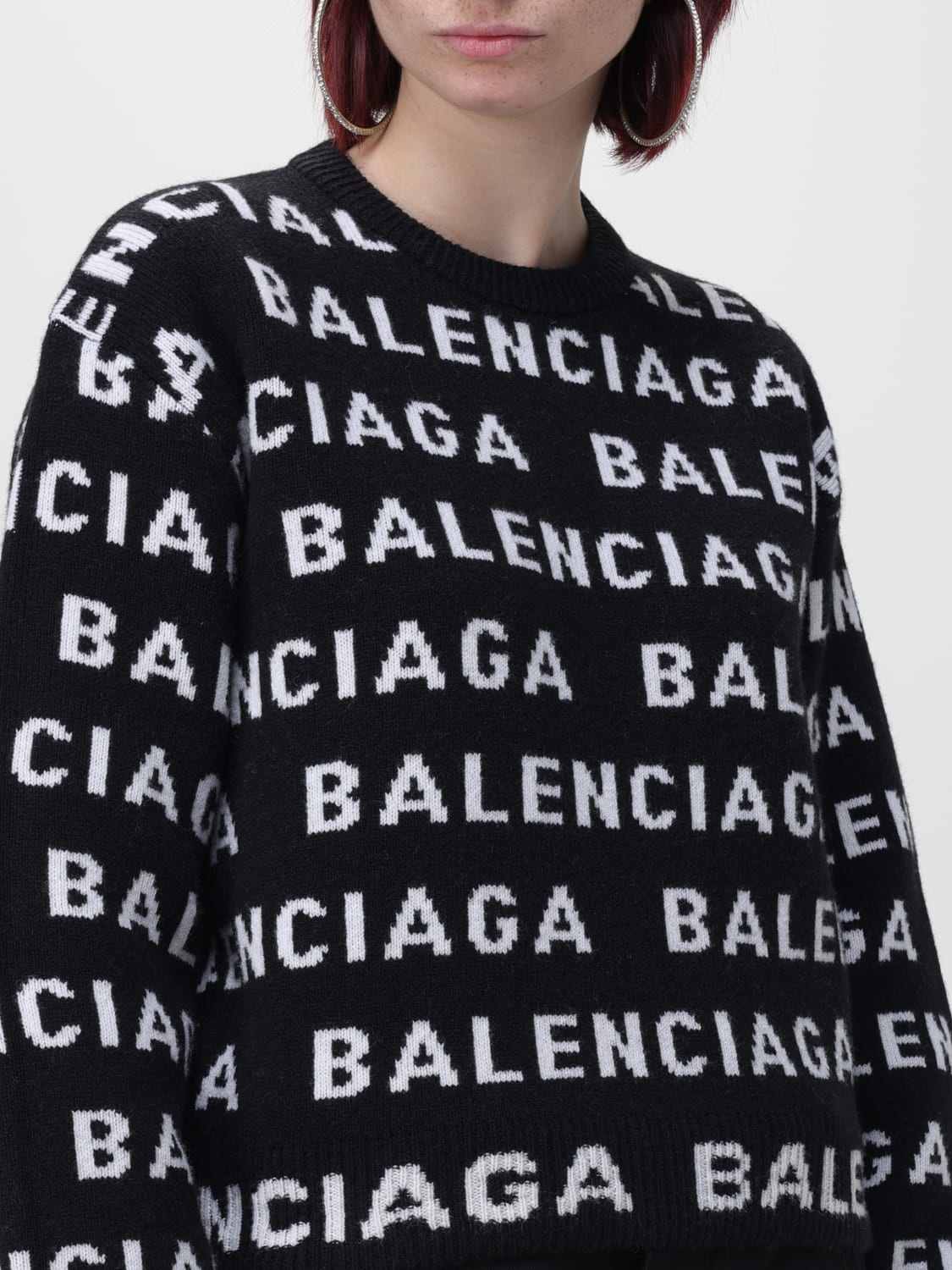 Balenciaga sweater in wool blend with all-over logo - 5