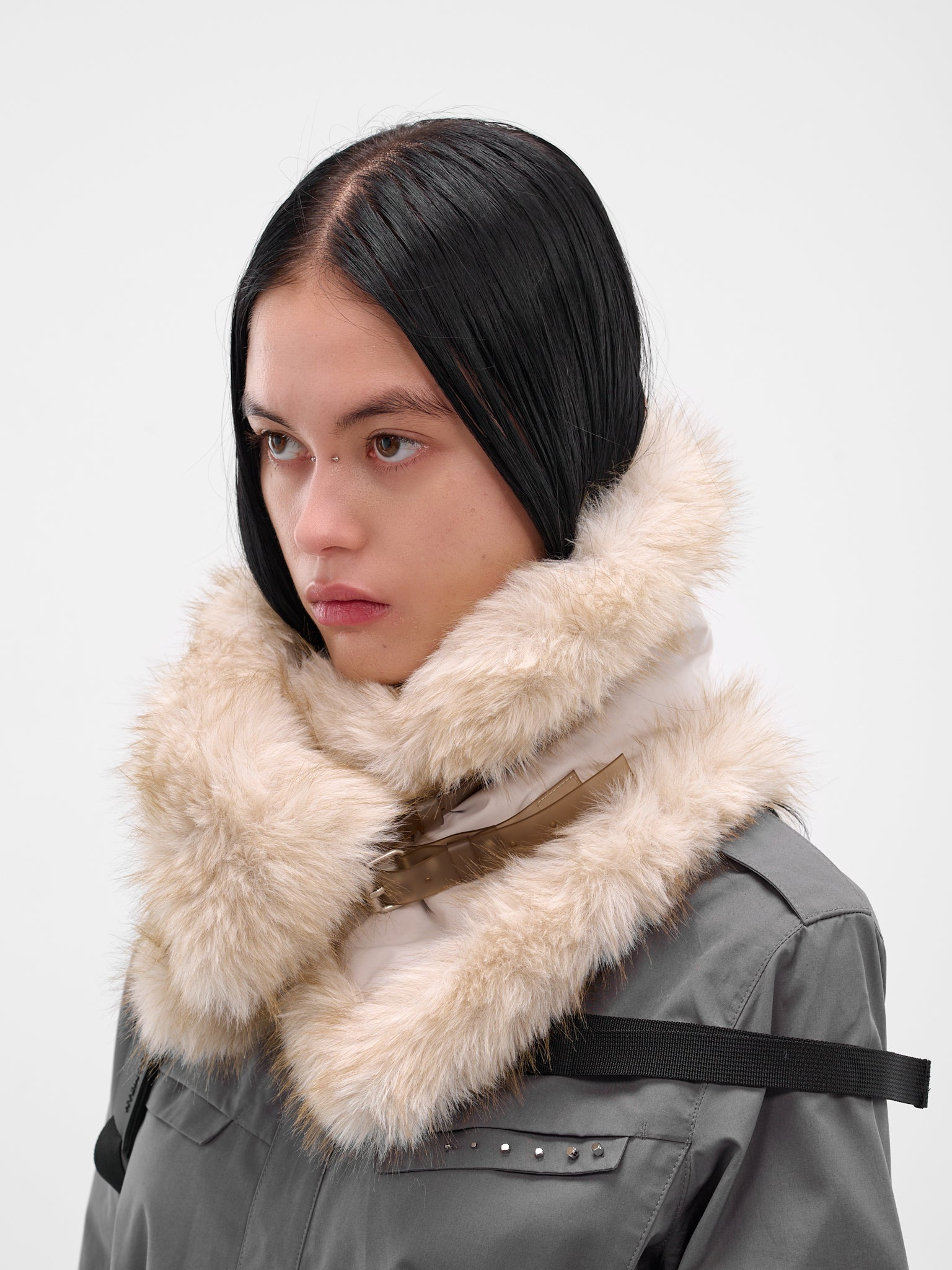 Beige Vegan Fur Neck Muffler - 2