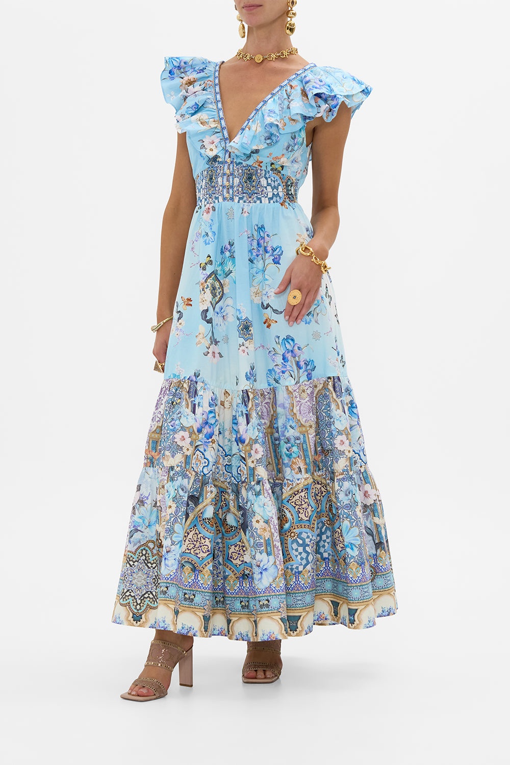 TIERED DRESS WITH NECK FRILL - 4