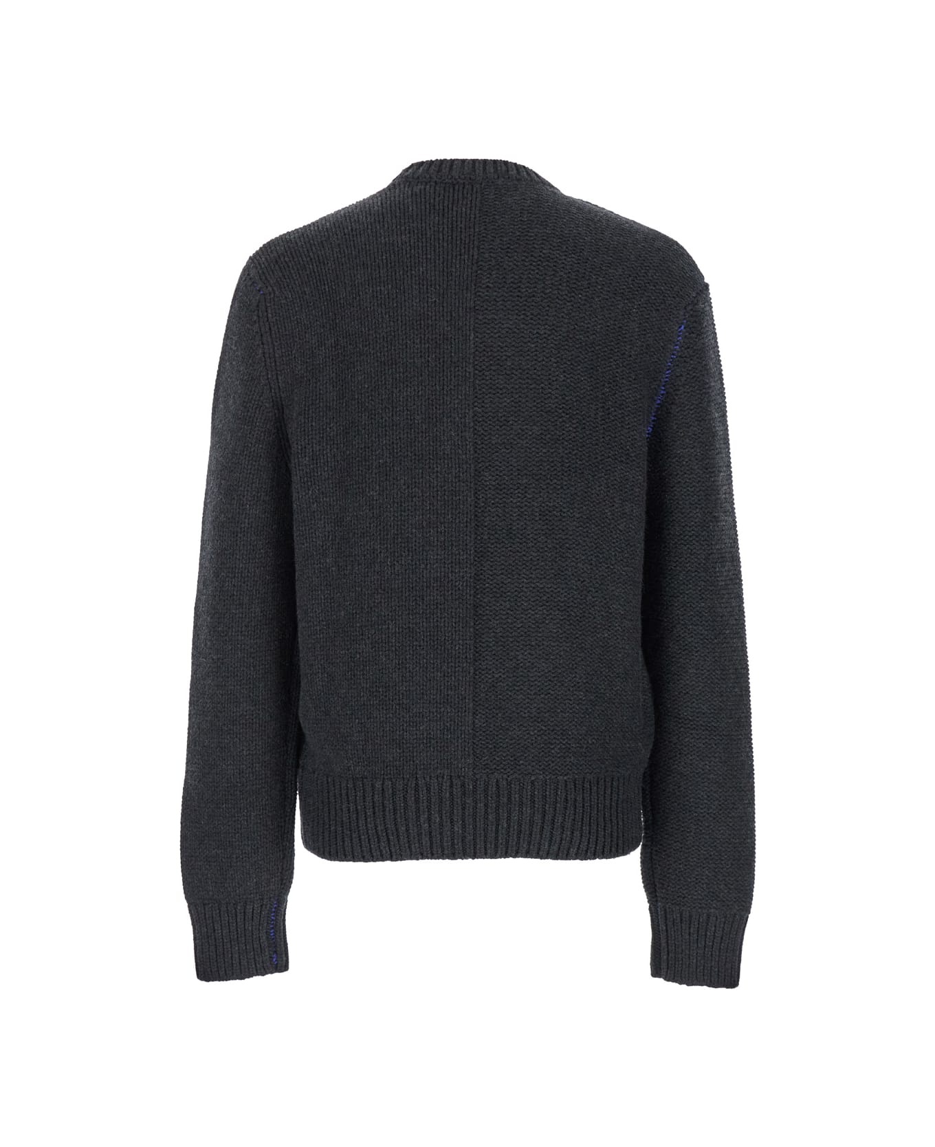 Grey Sweater With Equestrian Knight Jacquard Motif In Cashmere Man - 2