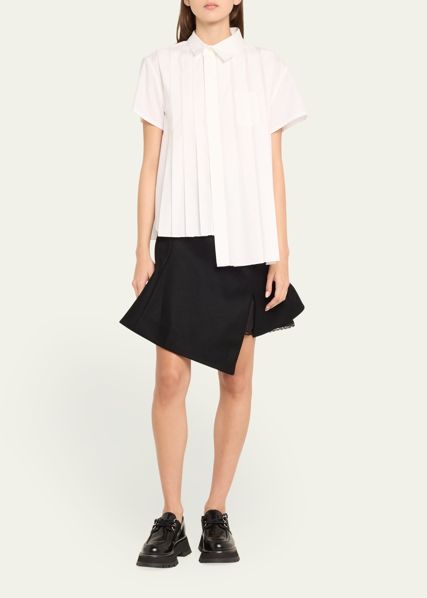 Asymmetric Mini Suiting Skirt - 2