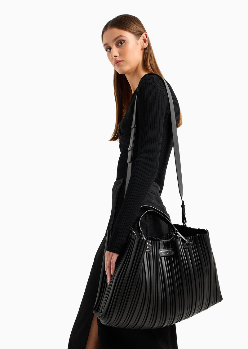 ASV medium MyEA shopper bag in pleated, recycled faux nappa leather 7