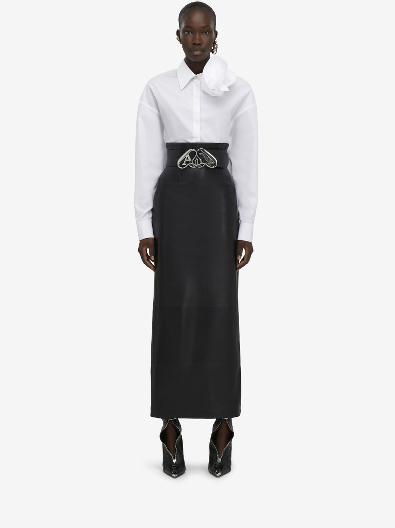 Alexander McQueen Women's Draped Orchid Shirt in Optical White outlook