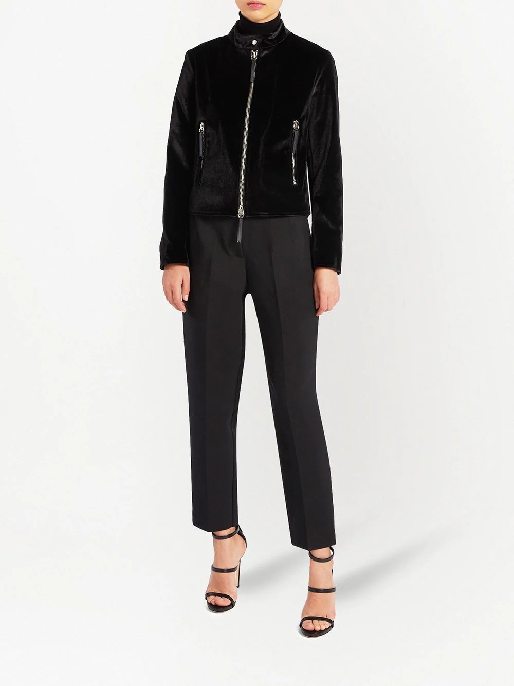 velvet zip-up jacket - 2