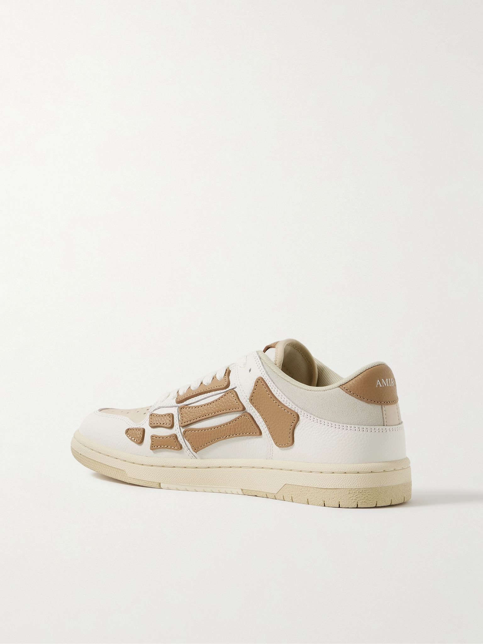 Skel-Top Appliquéd Leather and Suede Sneakers Off-white - 4