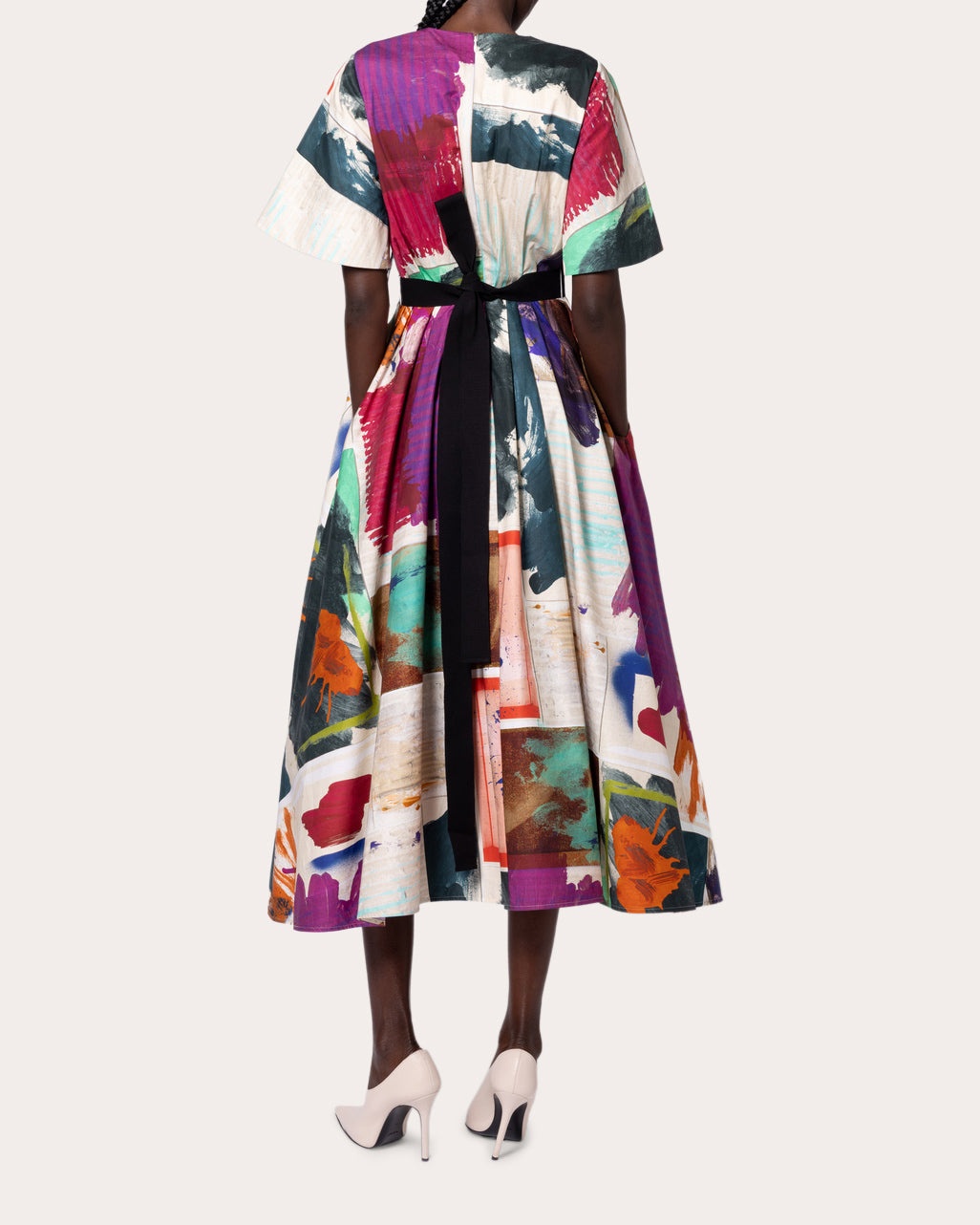 Sana Abstract Cotton Fit & Flare Midi Dress - 2
