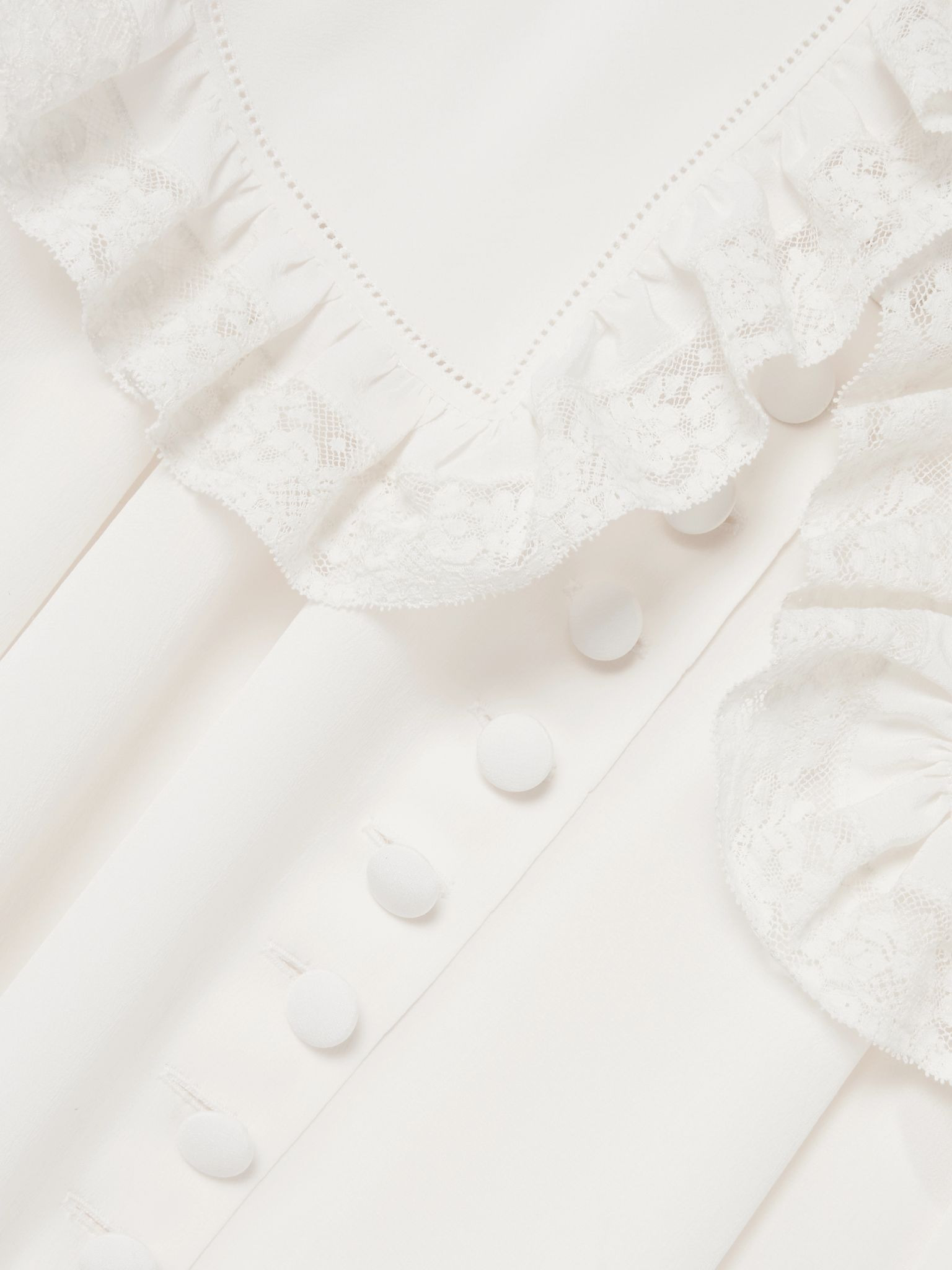 Lace-trimmed organic silk blouse White - 5