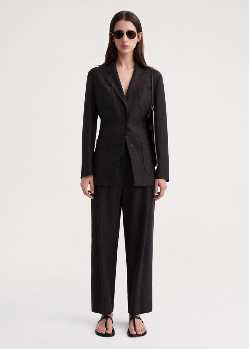 Totême Slim viscose linen blazer charcoal mélange outlook