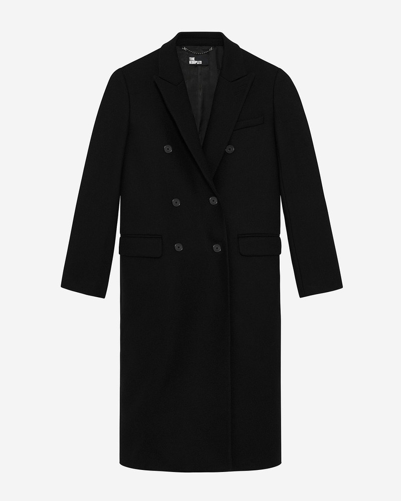 LONG BLACK WOOL DOUBLE-BREASTED COAT 1