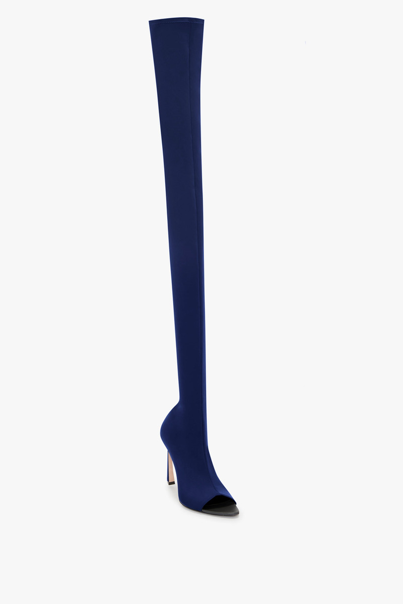 Victoria Beckham Peep Toe Stretch Jersey Boot In Ultraviolet outlook