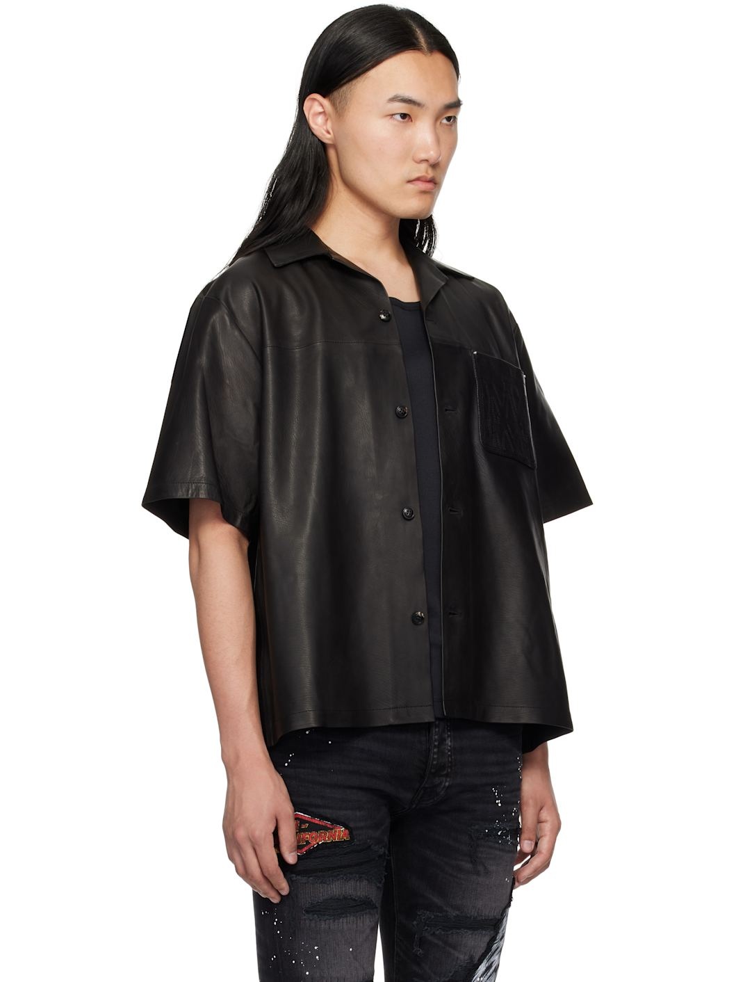 Black MA Leather Camp Shirt - 2