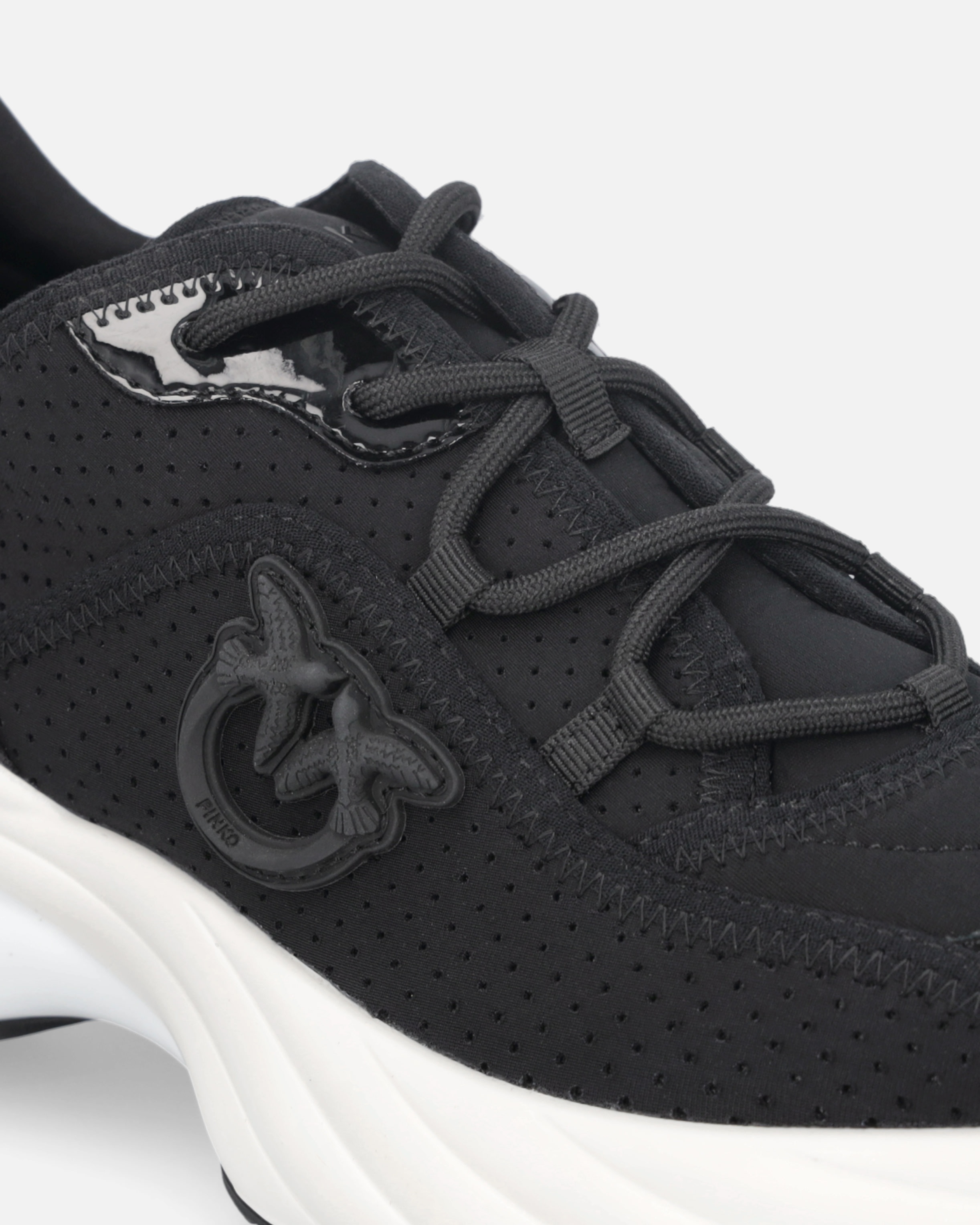 PINKO ARIEL PERFORATED SNEAKERS WITH BIRD LOGO | REVERSIBLE