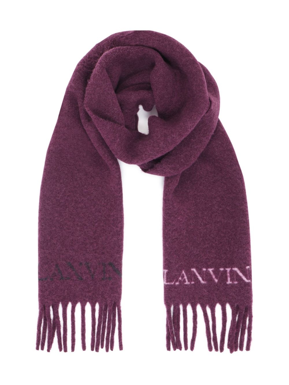 jacquard logo motif fringed scarf - 5