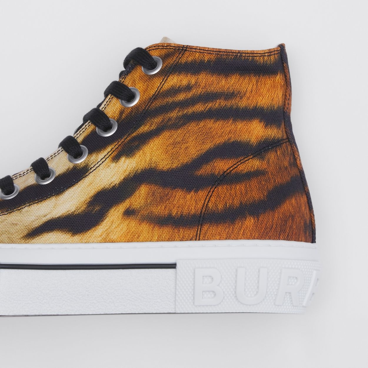 Tiger Print Cotton High-top Sneakers - 3