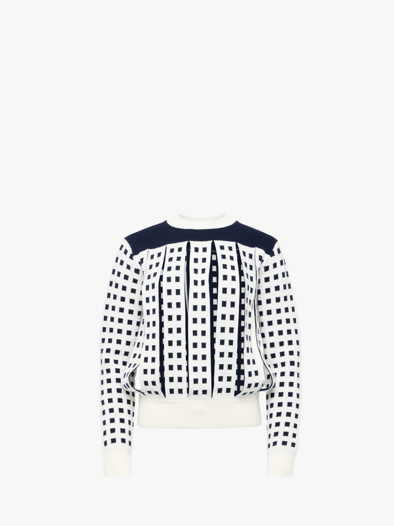 JACQUARD PANEL SLIT SWEATER - 1