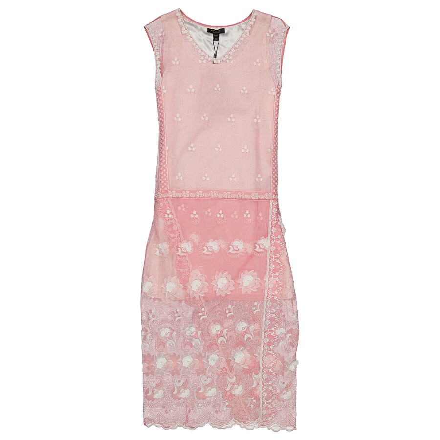 Burberry Ladies Sleeveless Chantilly Lace Embroidered Tulle Dress - 4